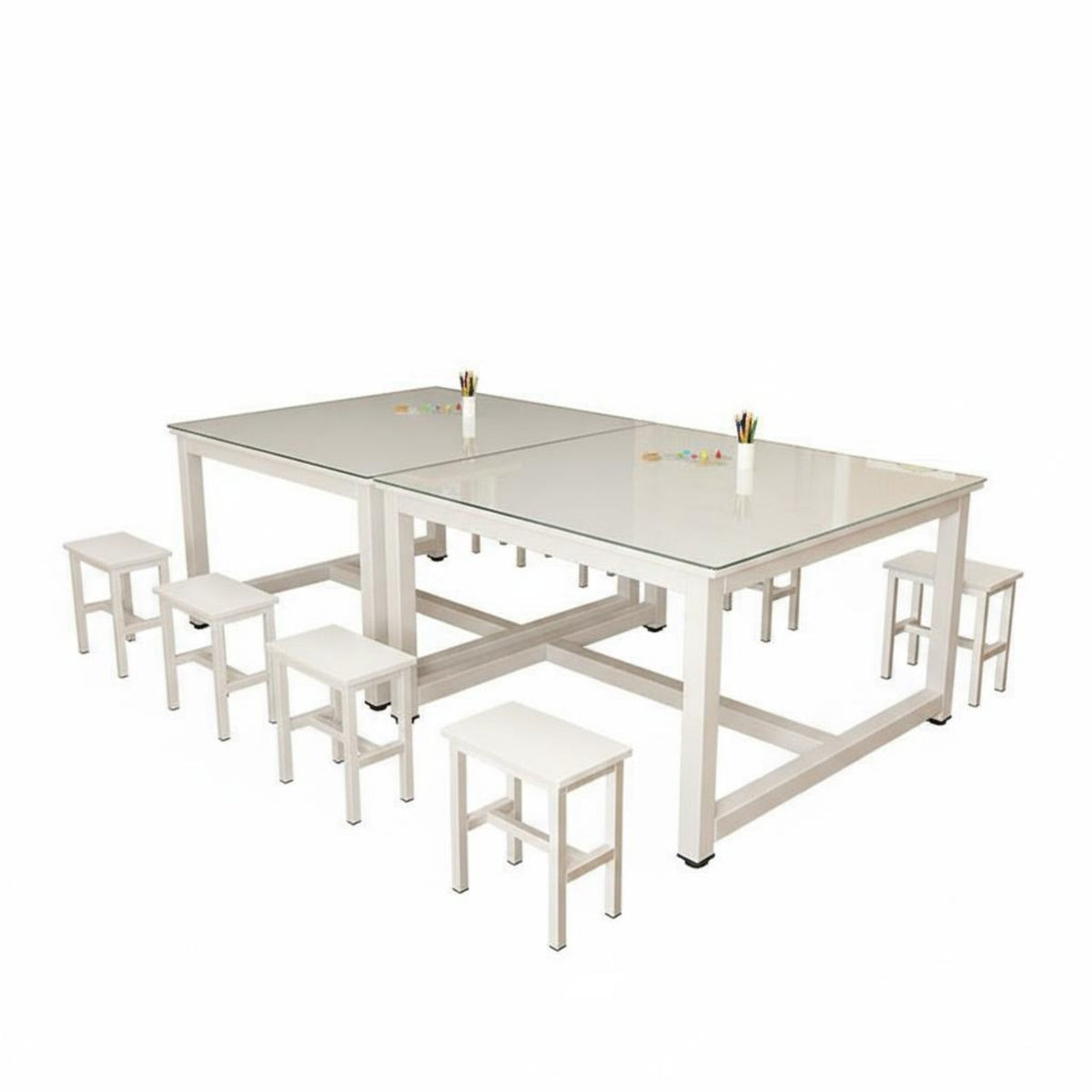 Kindergarten Glass Craft Station Firm Table and Sturdy Kids Group Craft Table Kids Learning Desk for Students, Teachers, Playroom, Home, Homework