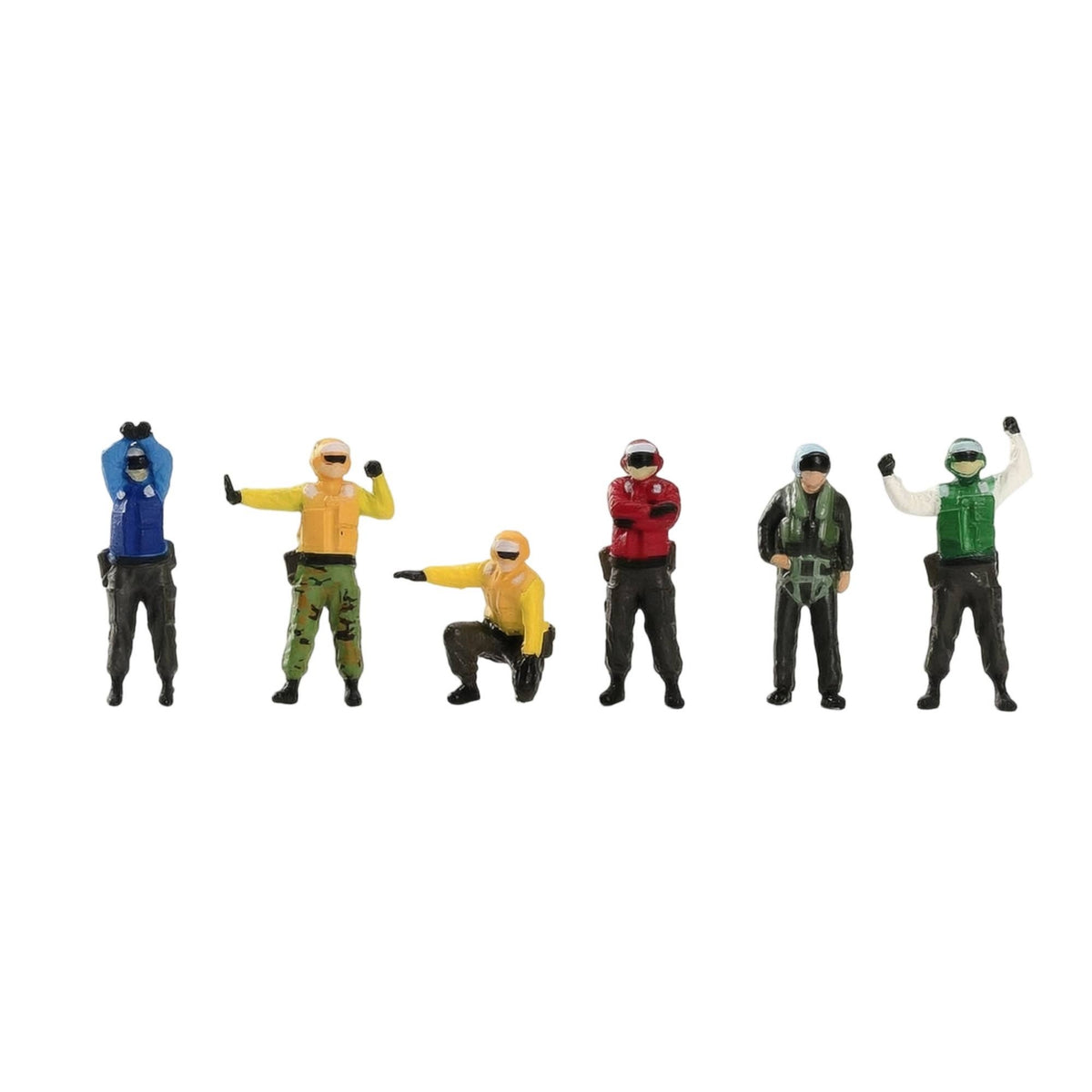 6 Pieces Painted Aircraft Carrier Deck Figures Posed Aircraft Carrier Figures Static Ground Crew Miniature for Collectors