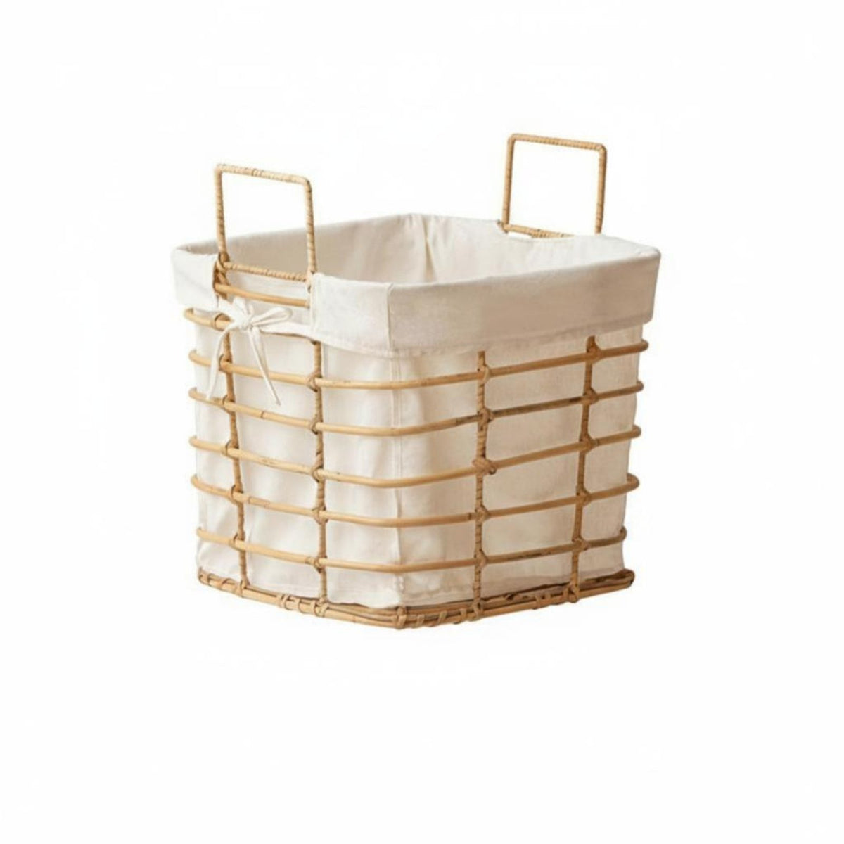 Cylindrical Woven basket with Handles Japanese aesthetic Storage Basket adaptable