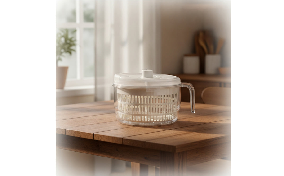 Salad Dryer with Lid Manual Salad Dryer Vegetable Washer Hand-Crank Lettuce Dryer Clear for Home Cooks, Kitchen Countertop