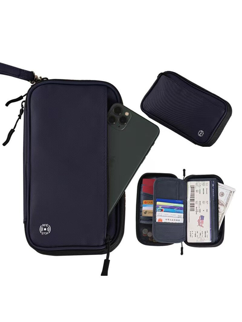 Multifunctional Passport Holder with RFID Blocking, Travel Document Organizer, Unisex Card Holder