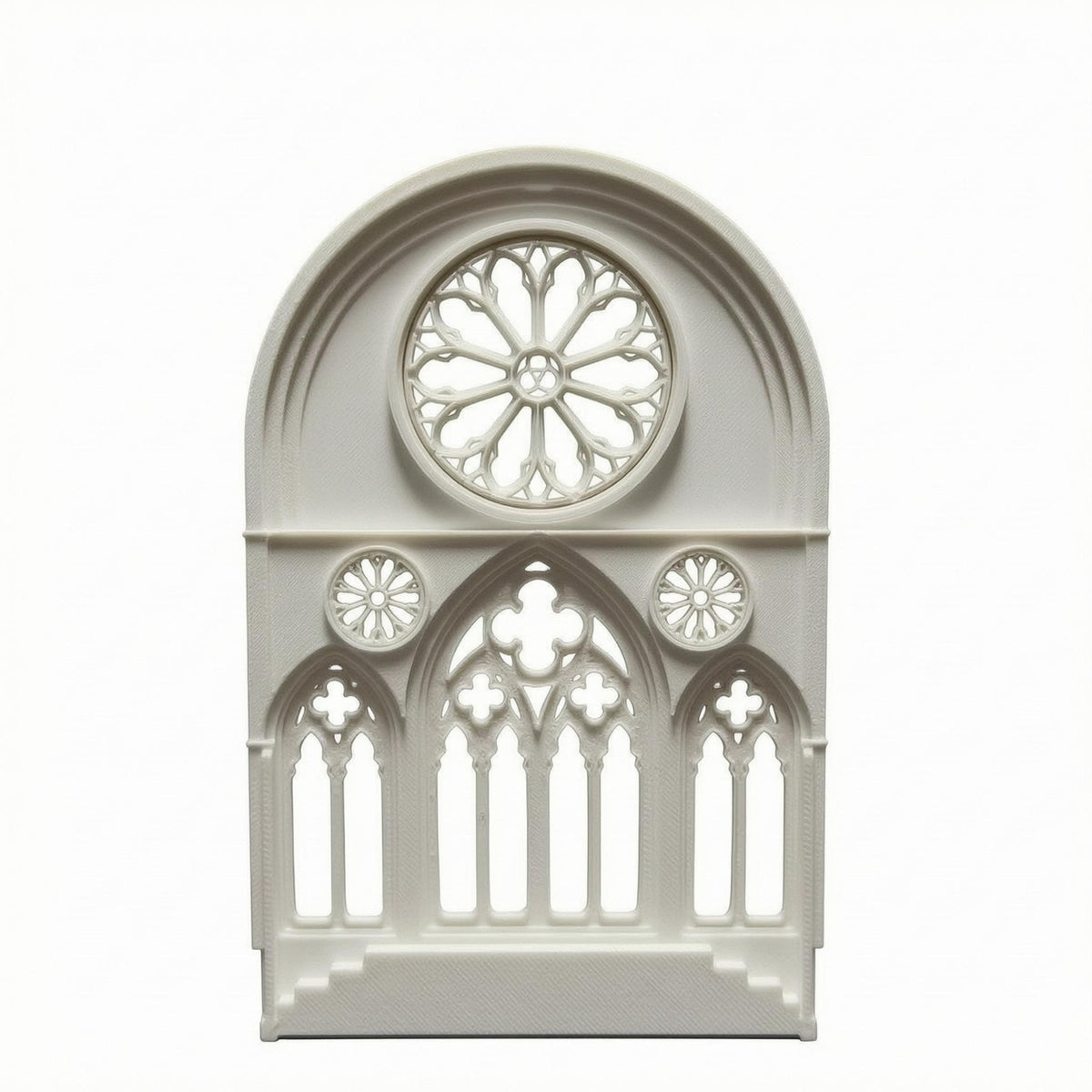 Gothic Window Panel Miniature Cathedral Facade Pointed Arch Rose Window Panel