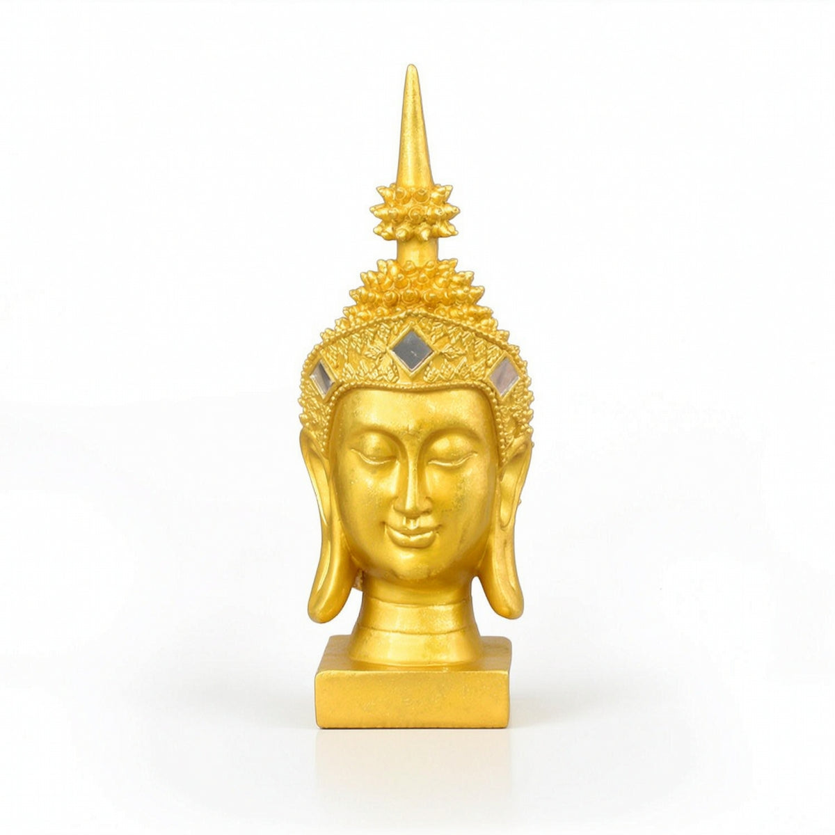 Golden Buddha Head Statue Decorative Buddha Head Statue Spiritual for Desktop