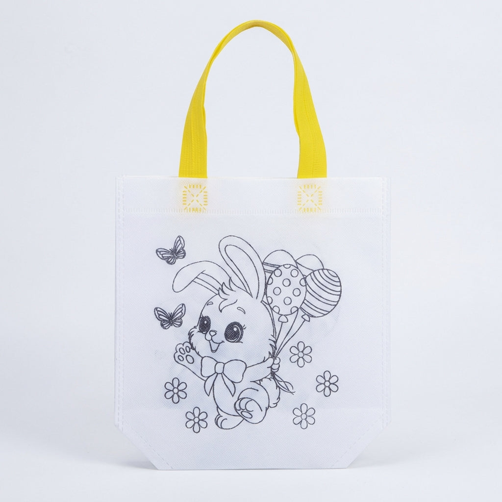 Easter Double-Sided Coloring Tote Bag DIY Craft Project - Easter Bunny Non-Woven Graffiti Bag for Preschoolers | Easter Party Favors & Kids' Creativity Development