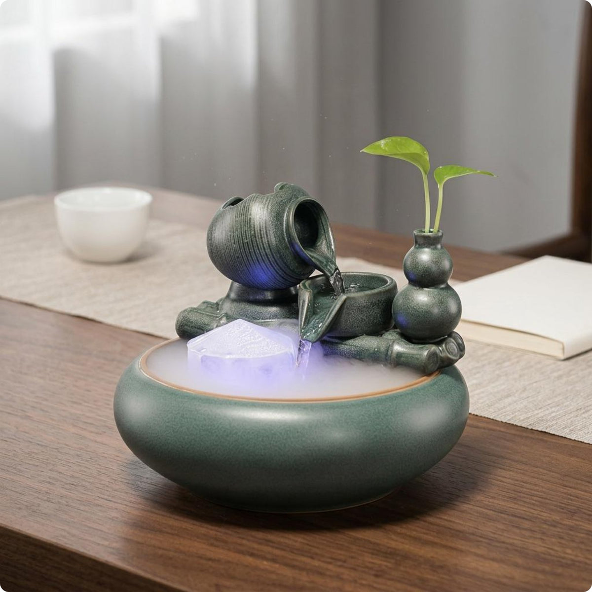 Ceramic Water Fountain Gift Idea Ceramic Water Feature Mist Effect for Office