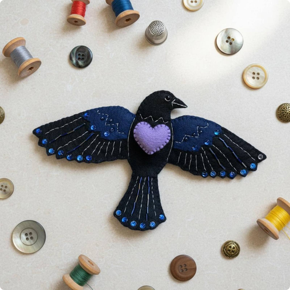 Crow Sewing Kit Portable Crow Sewing Pouch Lightweight for Travel