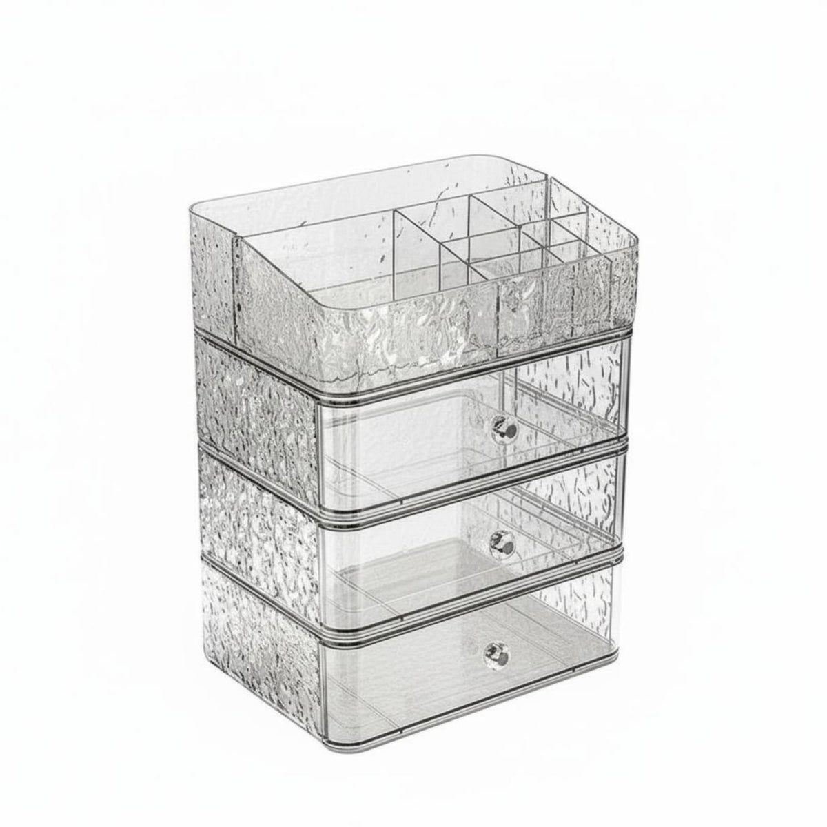 Dirt-resistantproof Clear Makeup Case with Drawers Transparent View Stackable Clear Drawer Set Multi-Compartment Cosmetic Organizer Large Capacity for cosmetic Lovers, Students, Office Workers, Dressing Table, Countertop, chest of drawers, Dorm Room