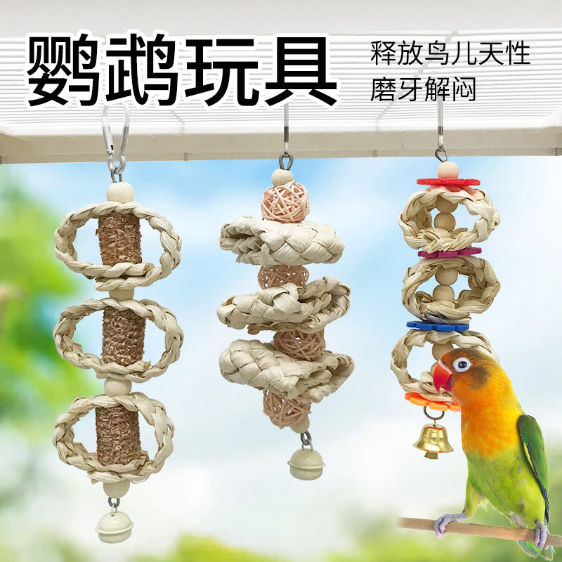 Parrot Toy Hanging Corn Husk String for Beak Grinding