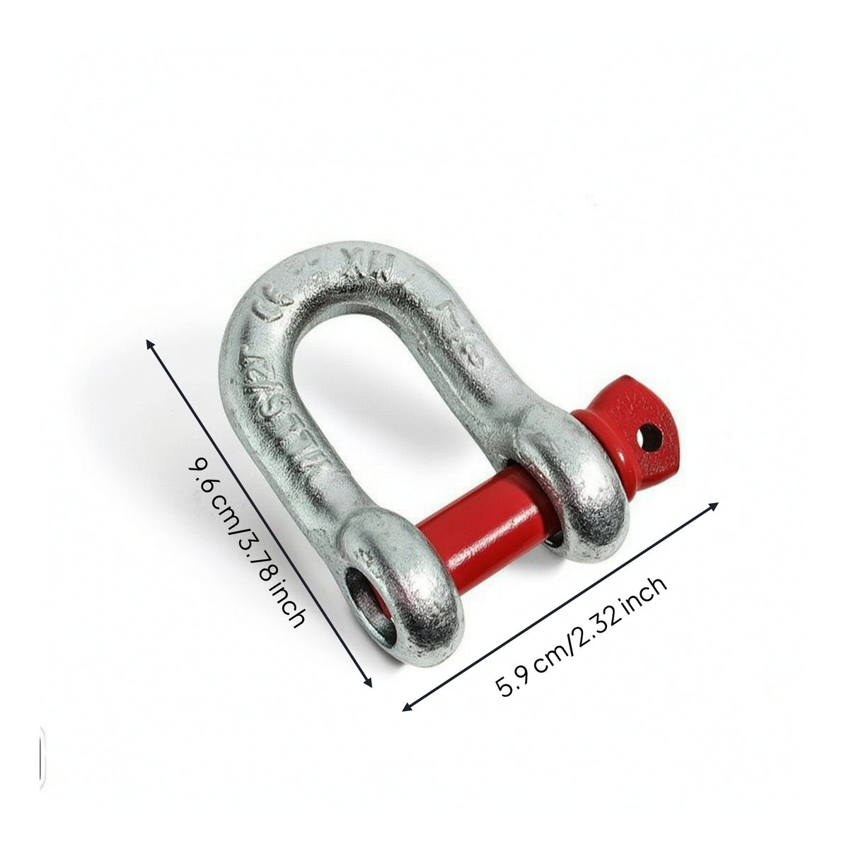 Shackle with Red Pin Compact Bow Shackle Textured Clevis for Riggers, Mechanics, Rigging, Towing, Workshops