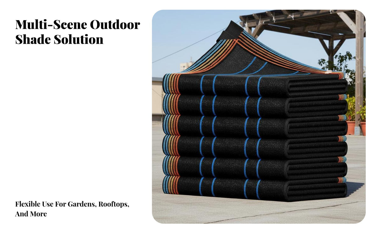 Heat Insulation Heavy Duty Sun Shade Net Tear Resistant Sun Shade Cloth Breathable Black Mesh Sunblock Tarp Reinforced Edges for Gardeners, Rooftop, Courtyard, Patio, Carport