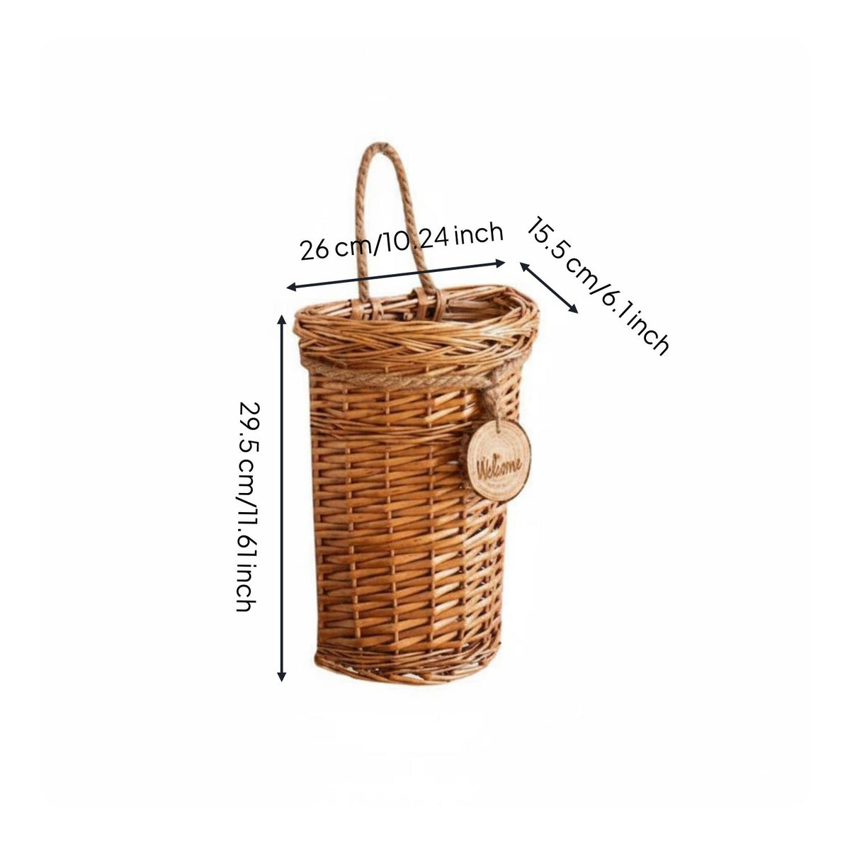 Rattan Wall Basket Vintage Design Woven Hanging Basket Multi-Purpose