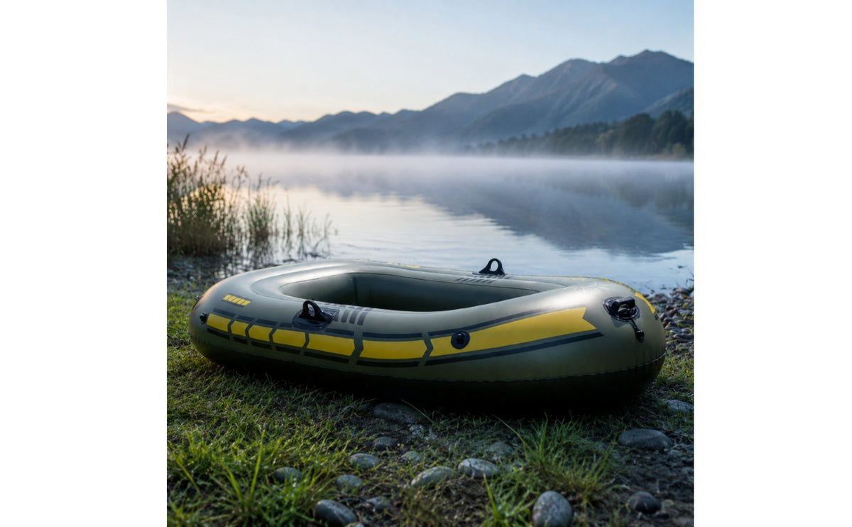 Lightweight One-Person Inflatable Boat Portable Inflatable Boat with Grab Handles Comfortable Raft Supportive for Fishing