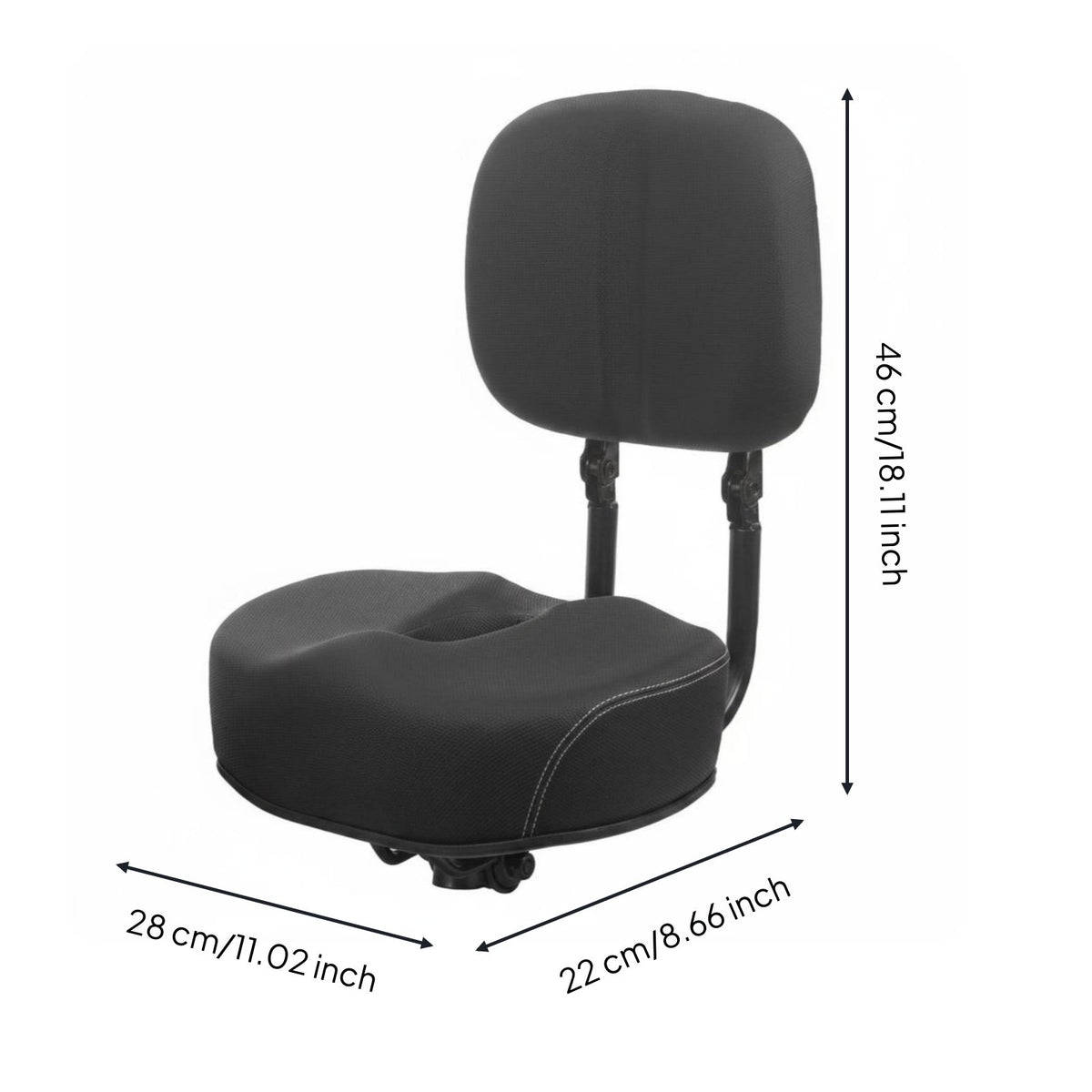 Folding Bike Saddle with Backrest Soft Thick Foam Electric Bikes Seat with Backrest Comfortable Riding Padded Cycle Seat for Commuting