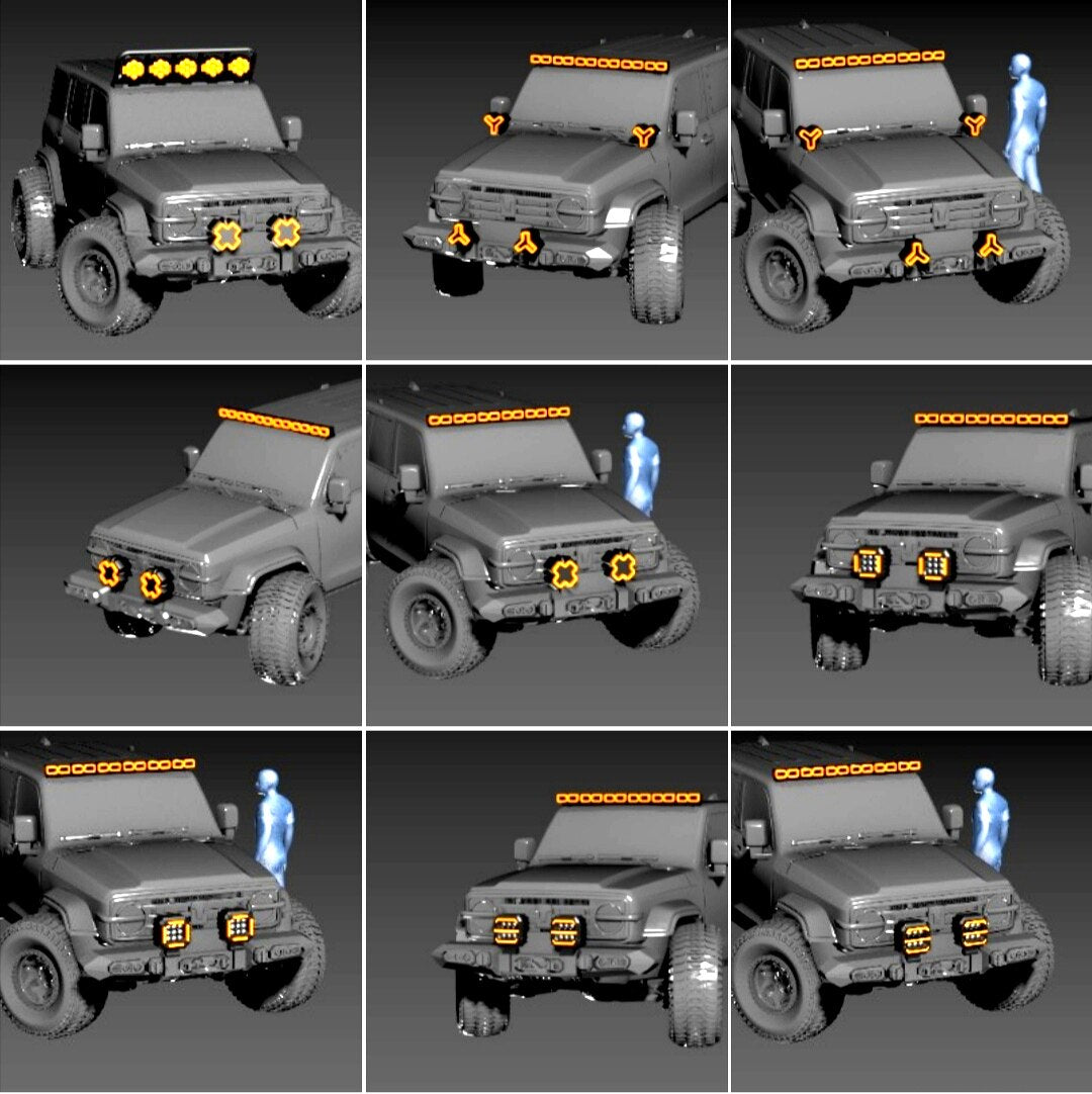 1:64 Off-Road Pickup Truck Light Bar Bumper Bull Bar Modification