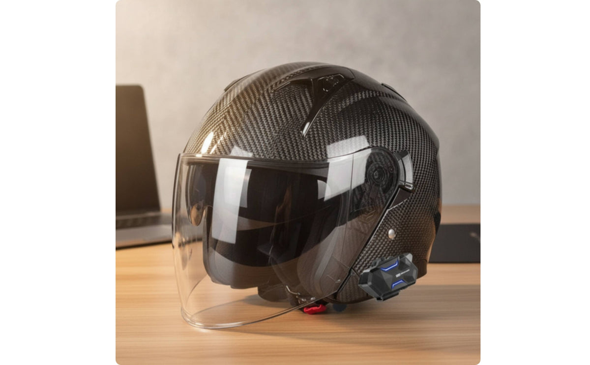 With Face Visor | Carbon Fiber Look, Aerodynamic, Helmet with Visor, for City Commuting