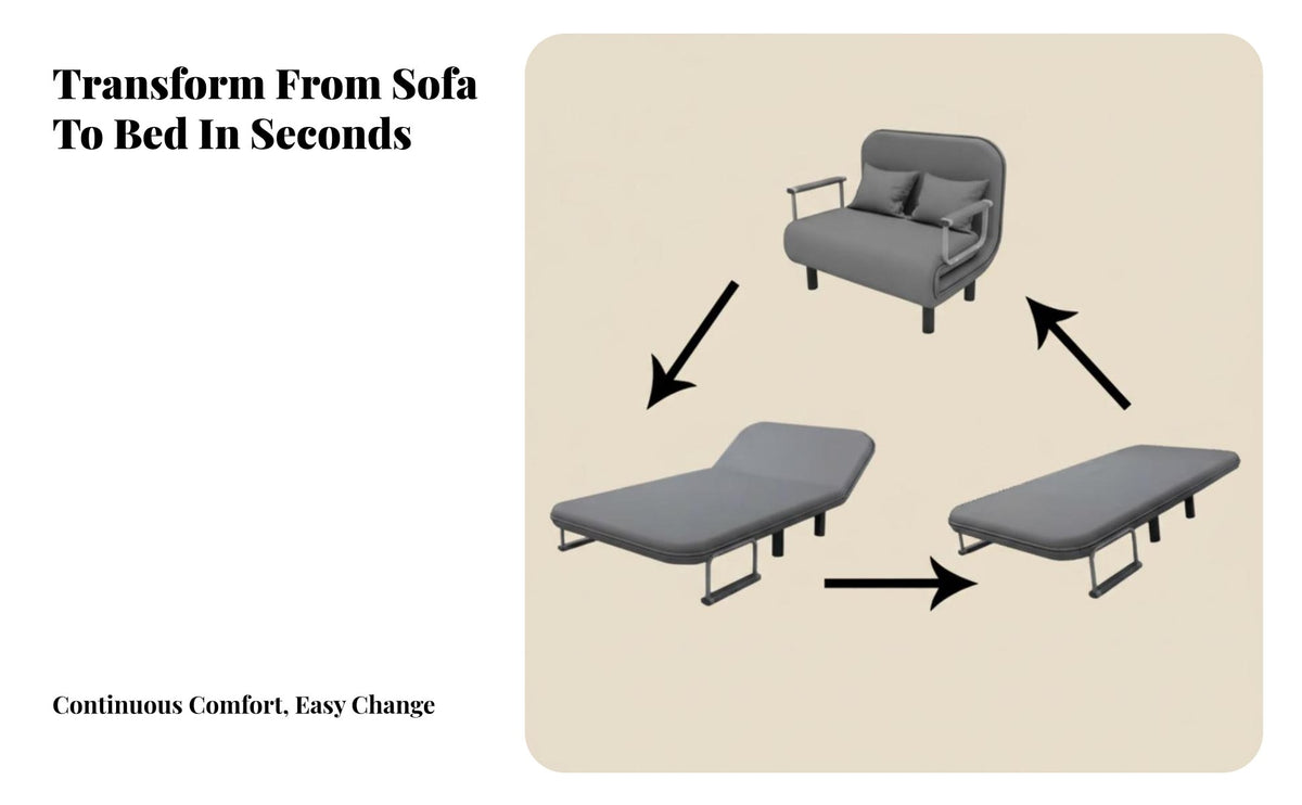 Foldable Design Single Fold-unfold Bed Space-Saving Sleeper Sofa Multi-Functional transformable Seating sturdy Construction for Apartment Dwellers, Homeowners, Office Workers, Small Spaces, Living Room, Bedroom