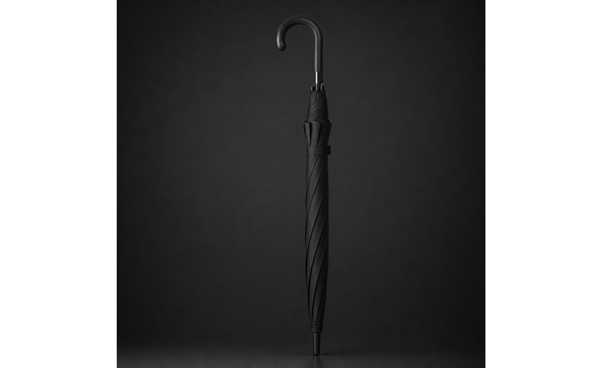 Curved Umbrella with Hook Handle Solid-Color Long Handle Umbrella Classic Water-Repellent for Commuters, Professionals, Commuting, Business Trips, Car Storage