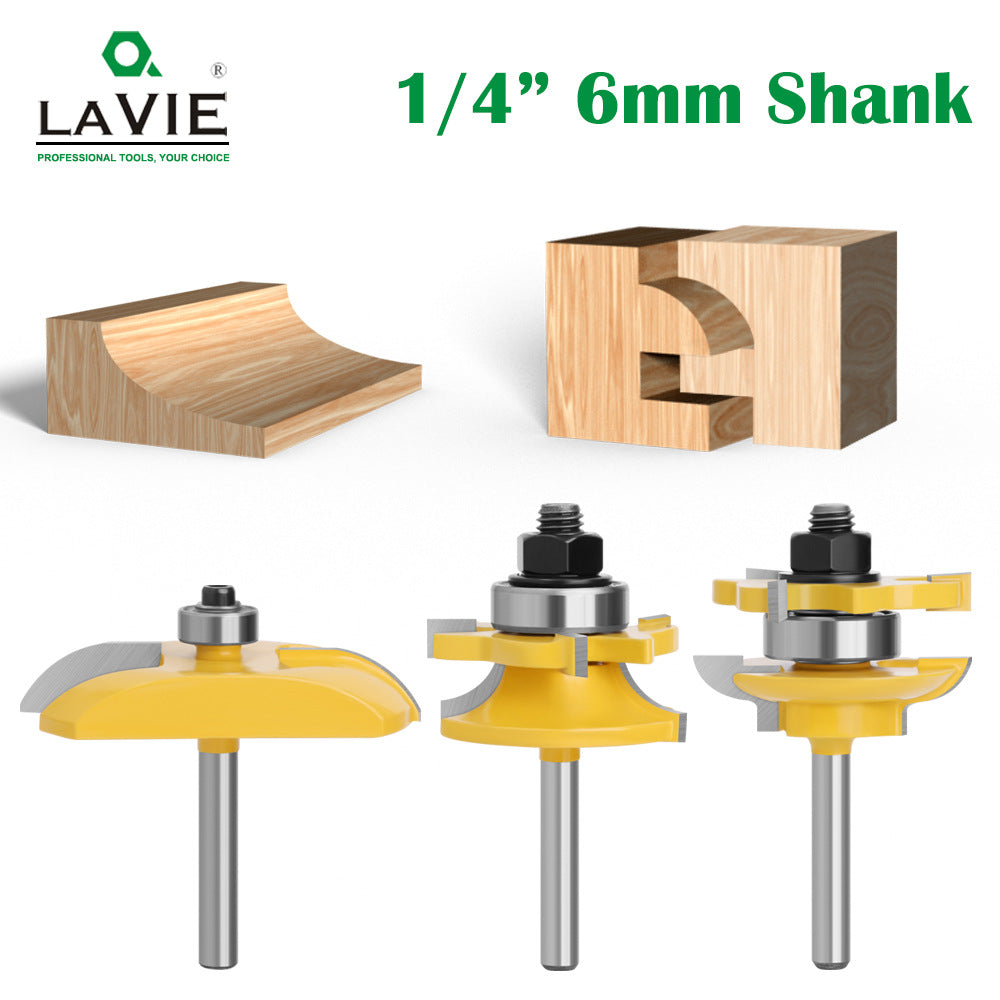 1/4 Shank Round Tenon Joinery Cutter Set for Cabinet Doors