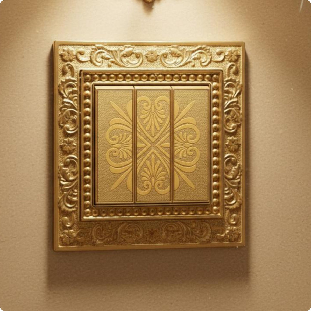 Brass Socket with USB Decorative Carved Frame UK Plug Wall Socket