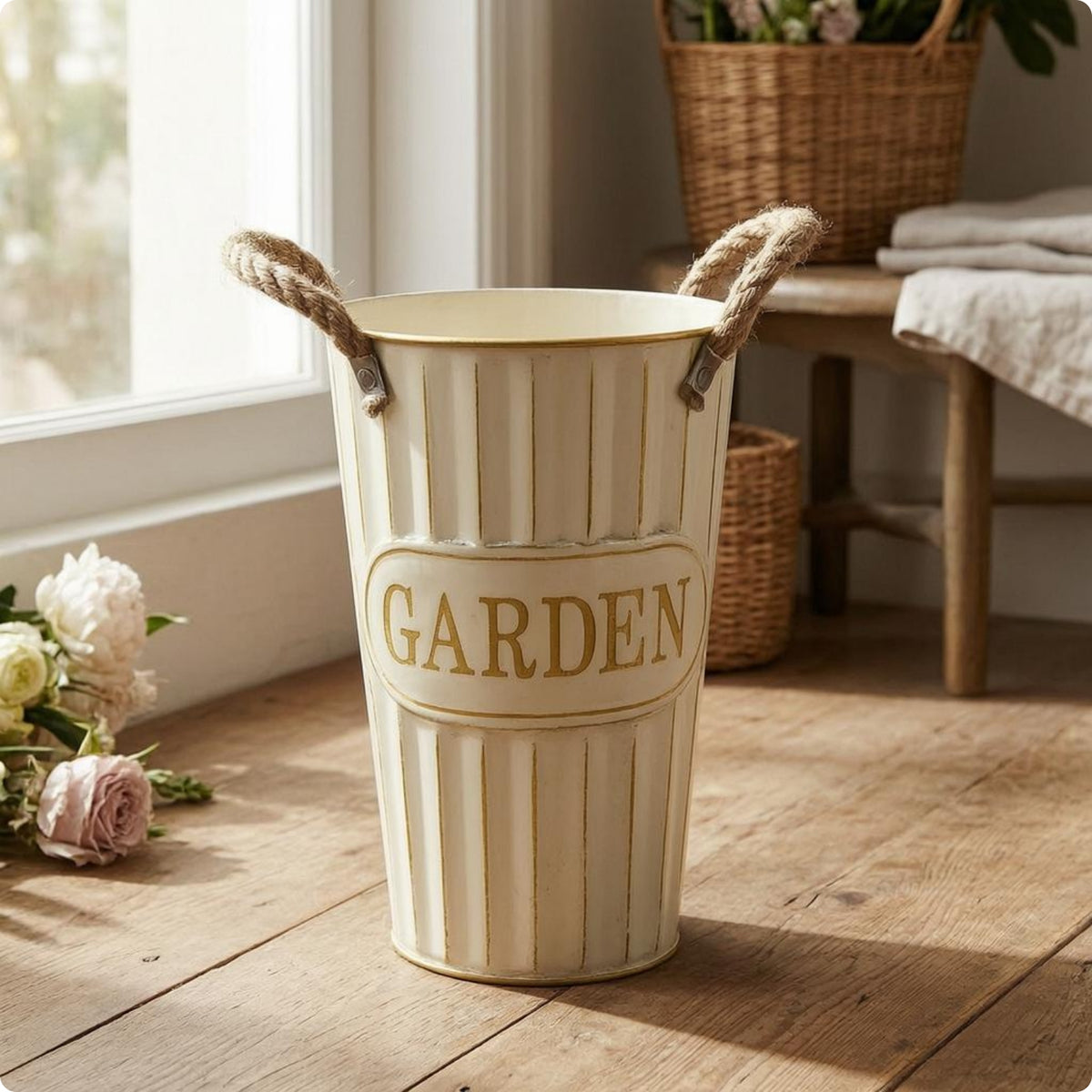 Flower Pail Vase Table Centerpiece Decor Piece Shabby Chic