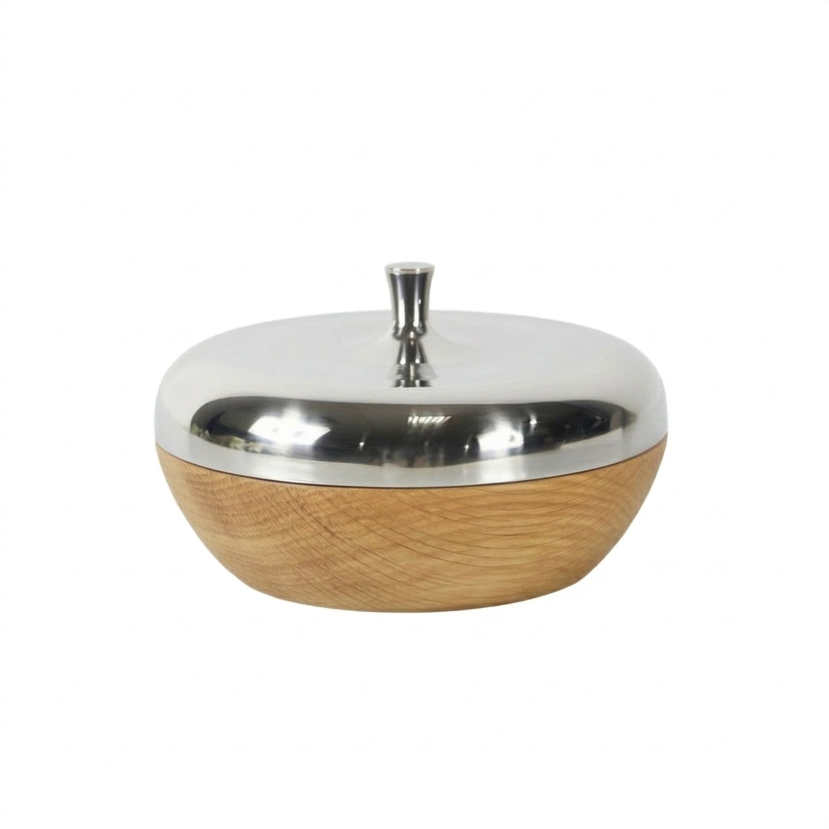 Storage Bowl with Lid Wood-Grain Candy Dish with Lid Stainless Steel Servingware for Countertop