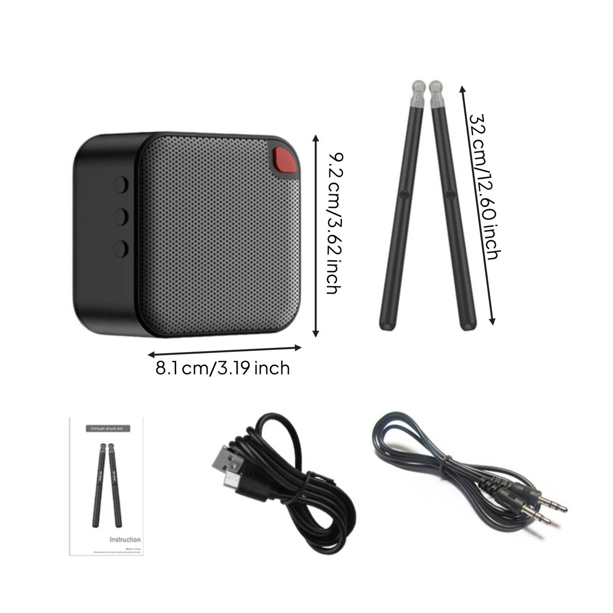 Compact Portable Simulated Drum Kit Quiet Practice Air Drum Sticks Realistic Sound Simulated Drumsticks Kit for Travel
