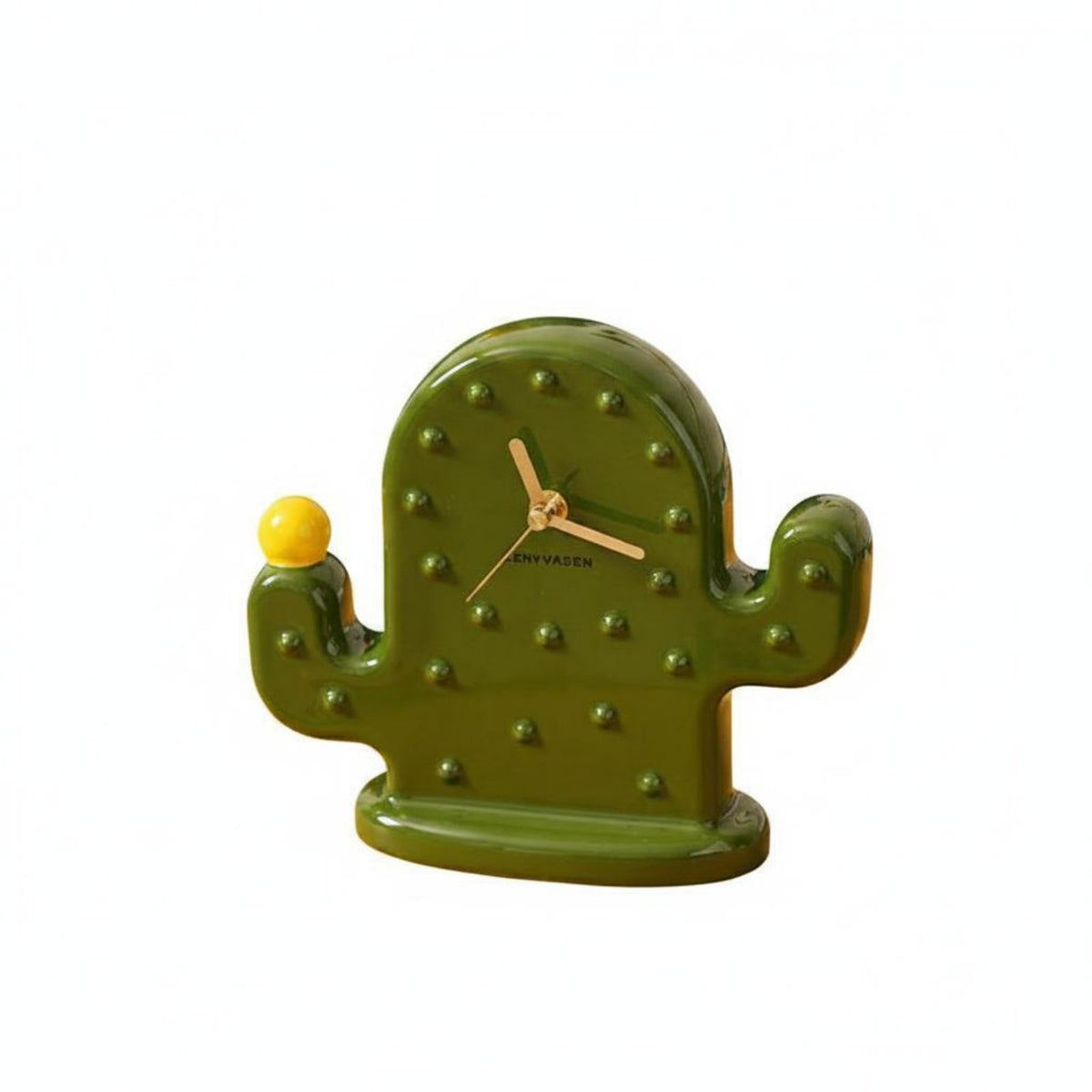 Ceramic Desk Clock Quiet Mechanism Green Novelty Table Clock Creative Home Decor Decoration for Bedroom, Living Room, Office