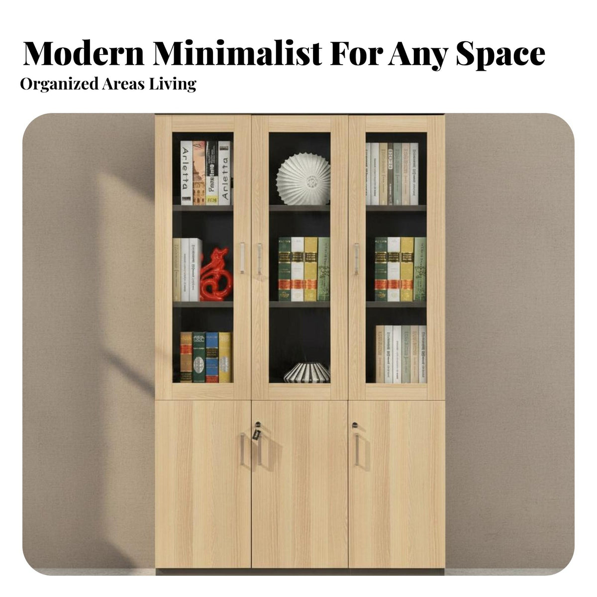 Office Storage Cabinet Minimalist Design Floor Standing File Cabinet Multi-Functional Enclosed Bookcase with Shelves for Professionals, Adults