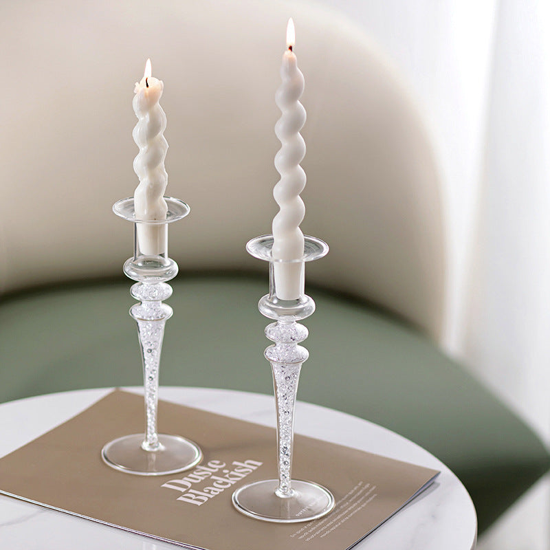 European Modern Creative Diamond Glass Candle Holder