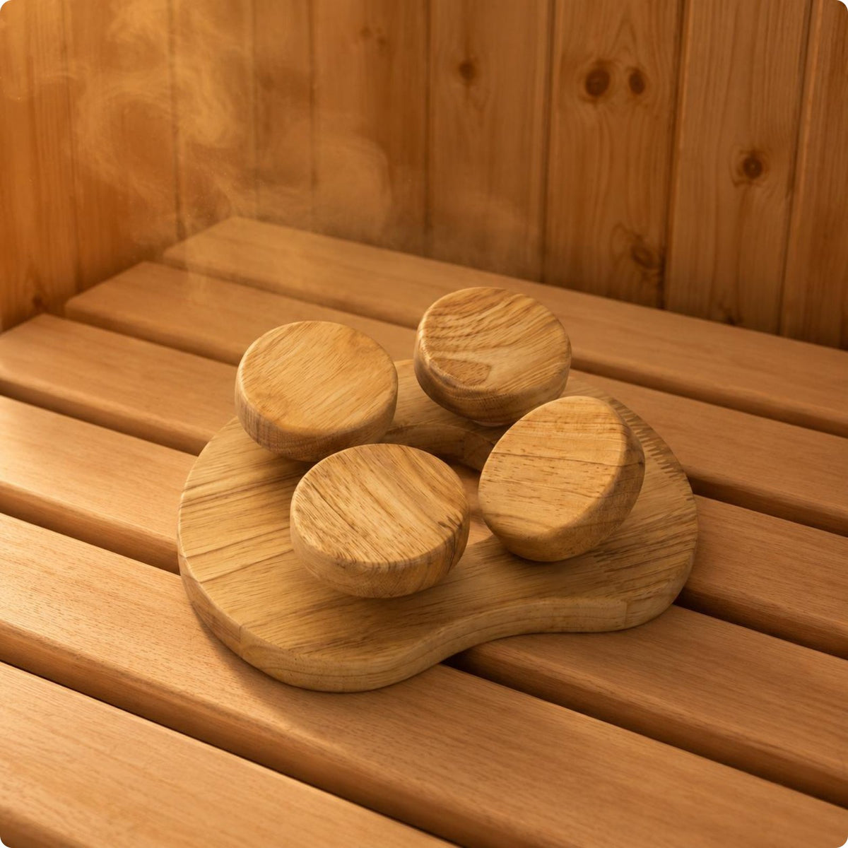 Sauna Neck Pillow Carbonized Oak Wood Neck Rest Portable for Steam Room
