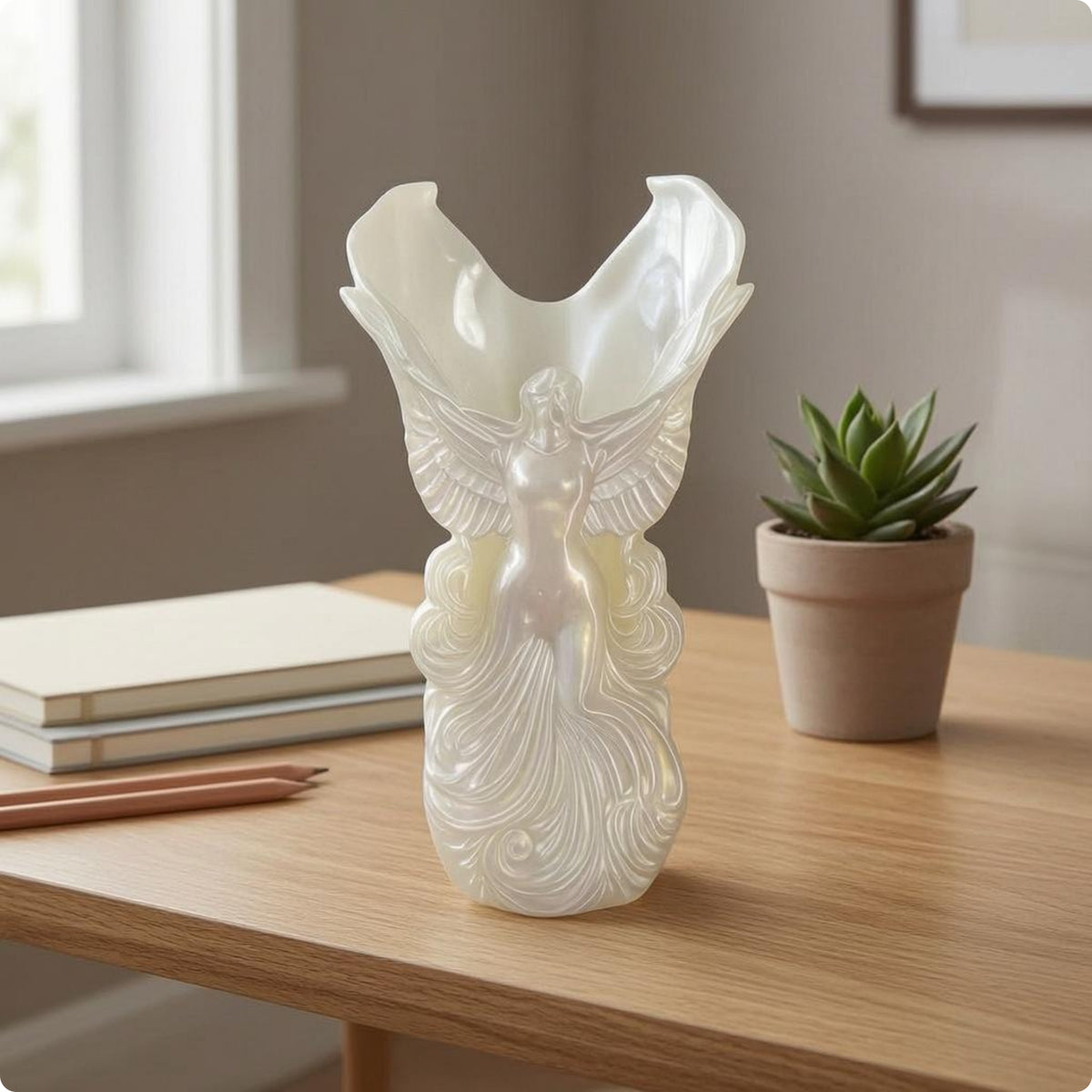 Decorative Angel Vase Polished Angel Vase Sculpted