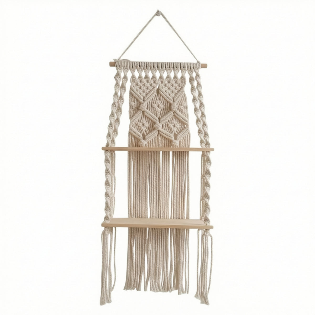 Macrame Wall Hanging Shelf Bohemian Home Decor Decorative for Apartment, Renters
