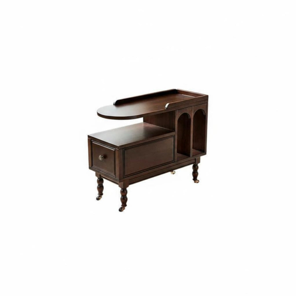 dual-level Rolling Side Table Space-Saving Mobile Storage Sturdy Construction Easy to Clean for Homeowners