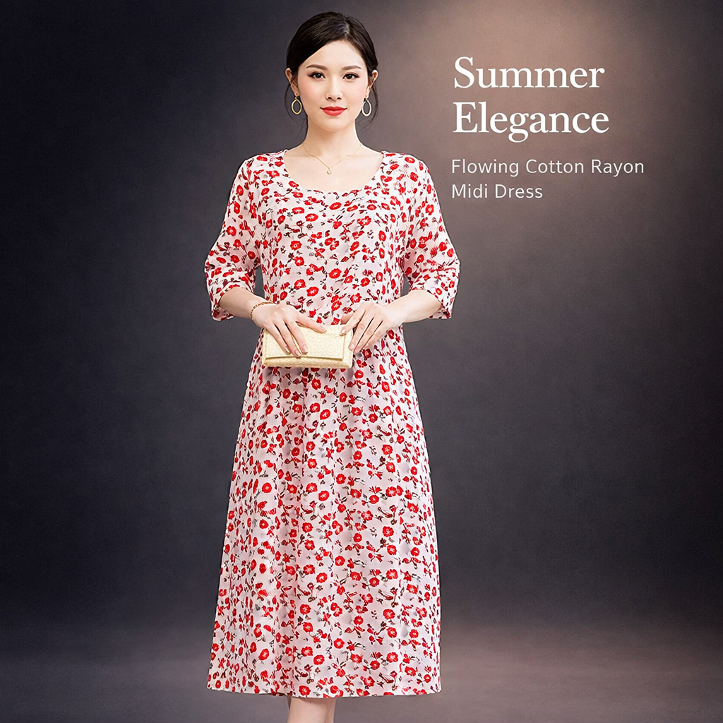 Summer Dresses for Women UK with Short Sleeves and Loose Waist, Ladies Clothes in Printed Flared Style, Plus Size Casual Wear