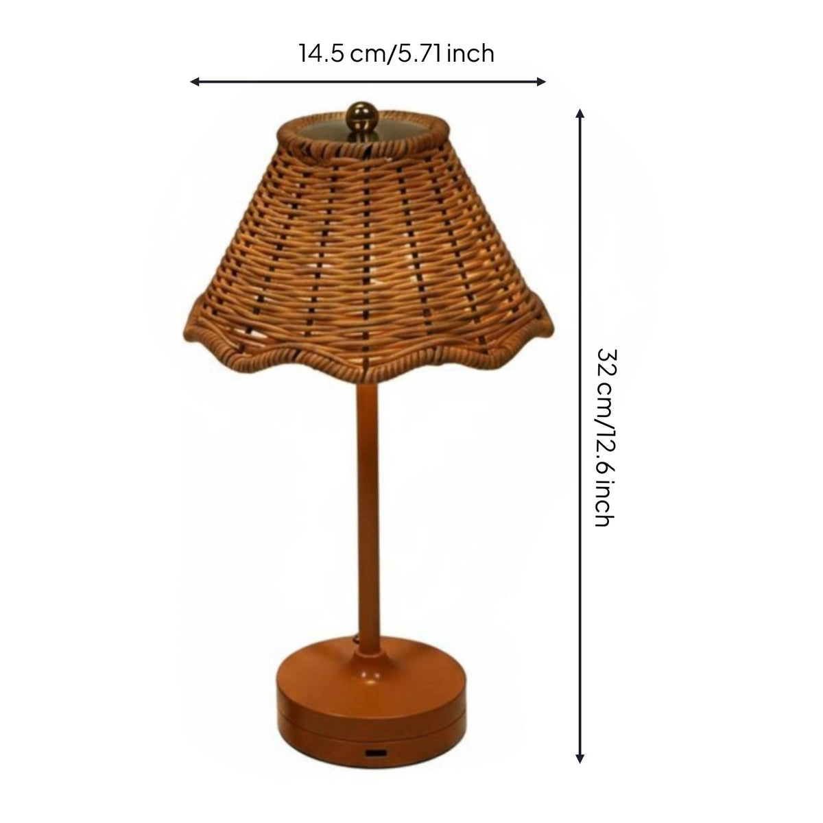 Rattan Table Lamp Vintage Aesthetic Indoor Lighting USB-C Charging for Bedroom