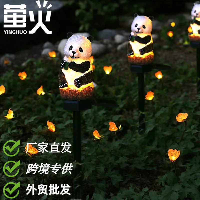 Solar Panda Resin Garden Light