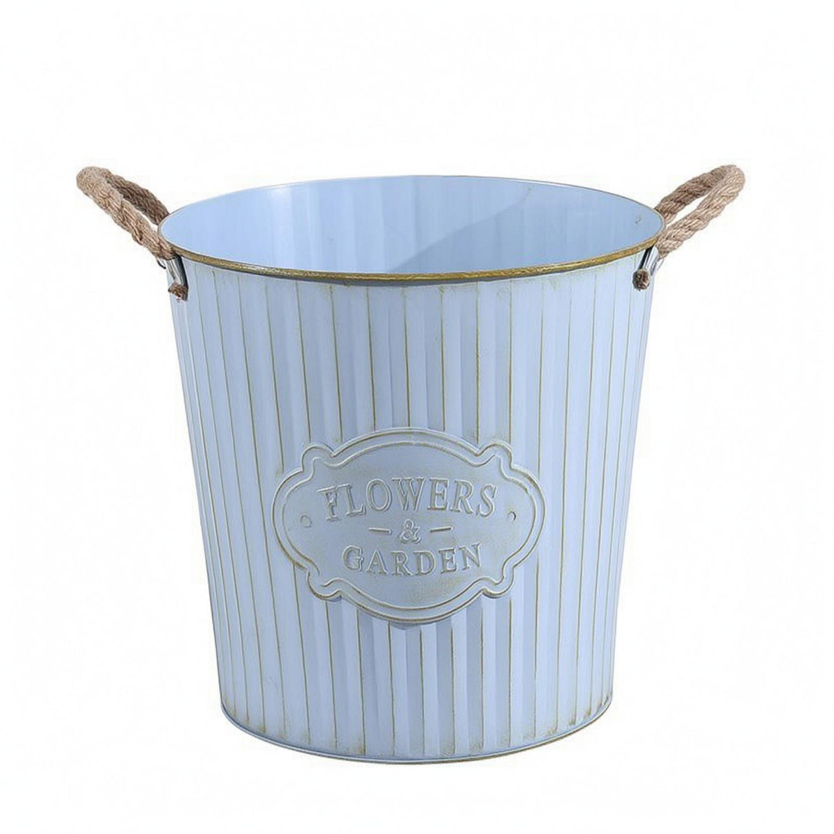 Metal Flower Pail Embossed Plaque Iron Plant Pot Rustic