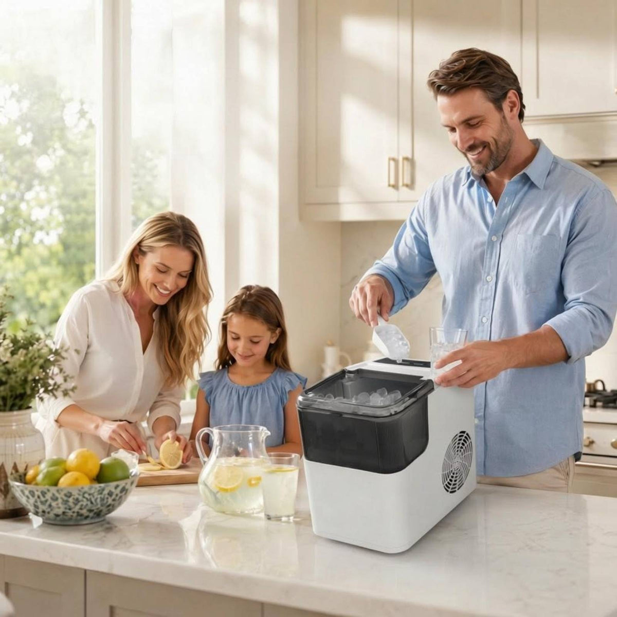 Bullet Ice Maker 12kg Daily Output Countertop Ice Maker Kitchen Appliance 1.4L Tank Transparent Lid