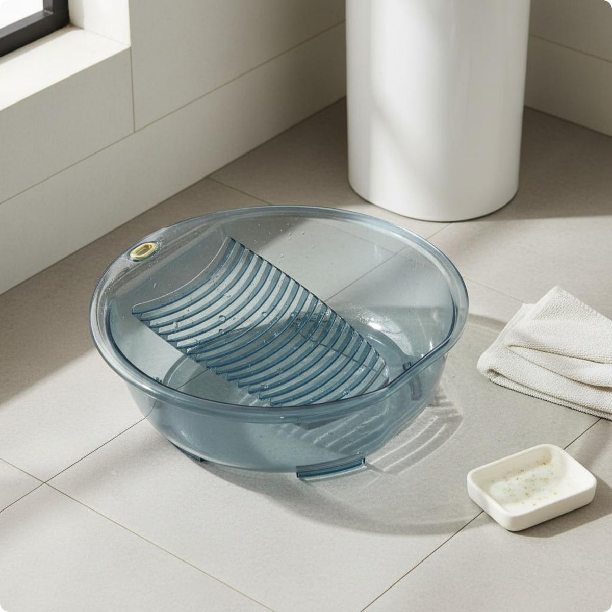 Integrated Washboard Basin Multi-Use Hand Wash Tub Non-Slip for Bathroom, Babies