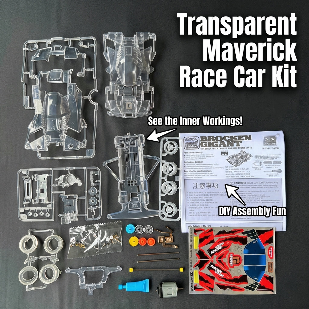 4WD Assembly Car Kit Electric-Powered Mini 4WD Race Car Develops Hands-On Skills for Children, Hobbyists, Indoor Play, School Projects, Display Shelf 888
