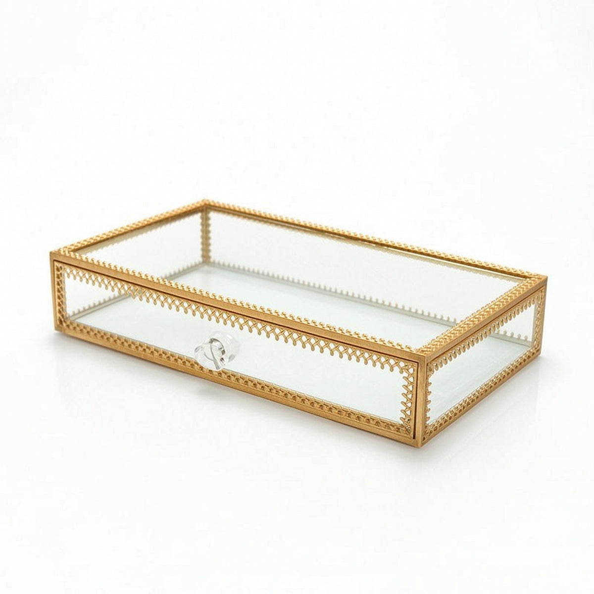Vintage Jewelry Box with Drawers Transparent Glass Jewelry Box Compact Shockproof for Dresser