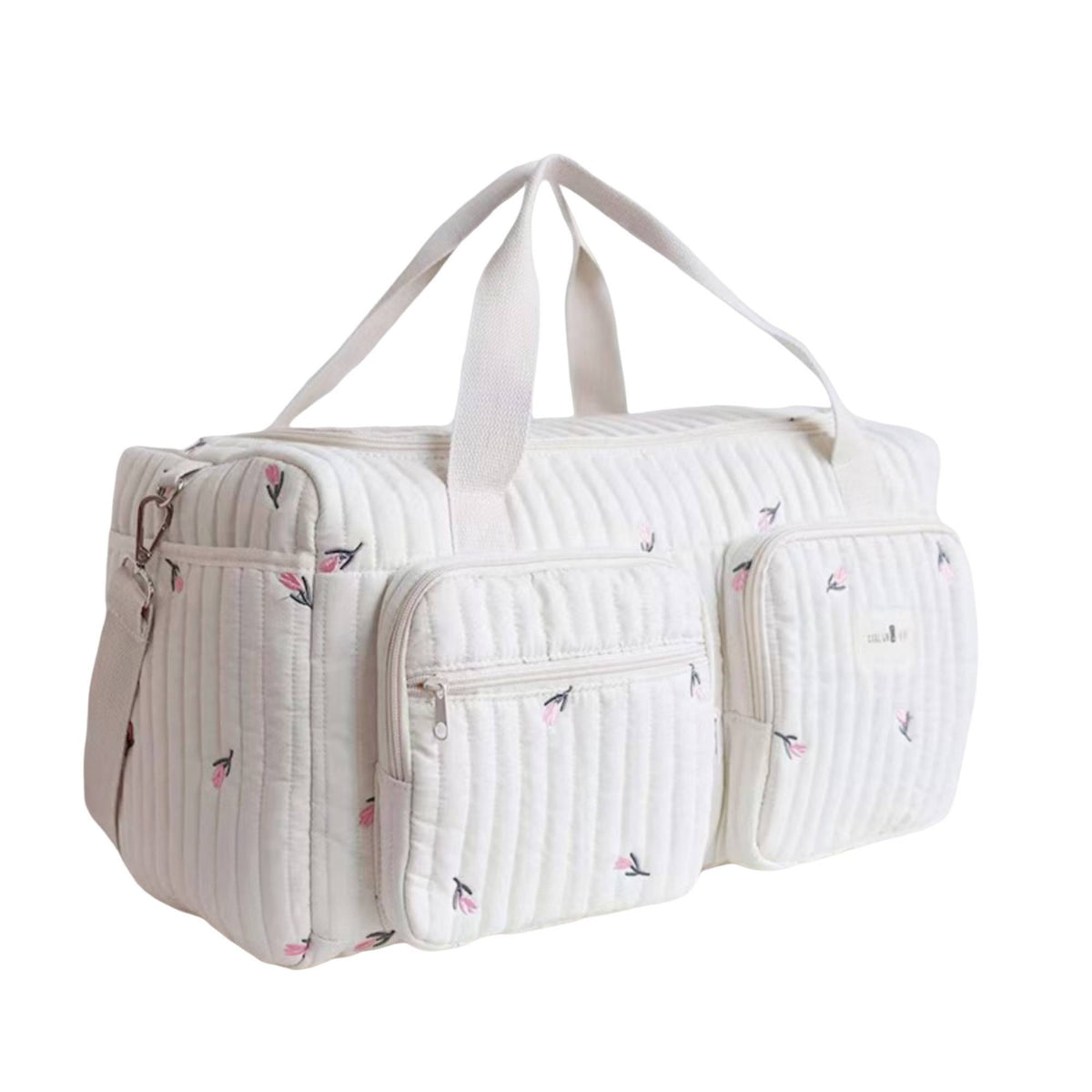 Quilted Travel Bag Padded Quilted Duffel Bag Multiple Pockets for Commuters, Parents, Nursery