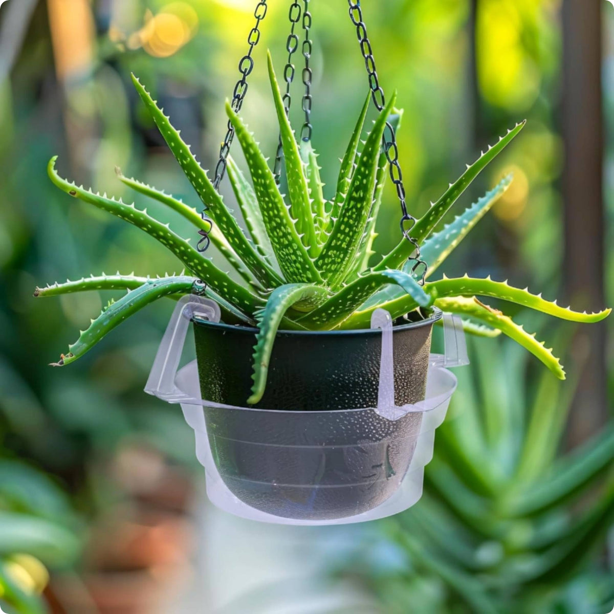 Hanging Planter Tray Translucent Plant Water Catcher Wide Rim