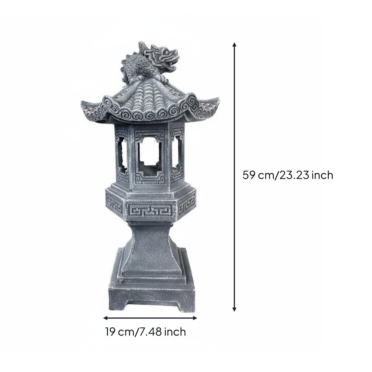 Solar Pagoda Lantern Decorative Light Resin Courtyard Lantern for Landscape