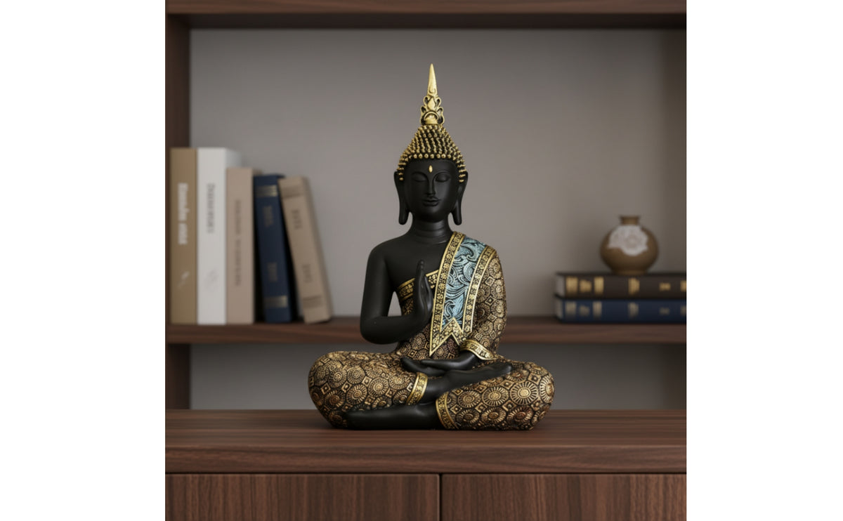 Thai Meditating Buddha Figurine Spiritual Buddha Figurine Resin Decor Ornate for Meditation Corner, Home Altar, Entryway, Living Room