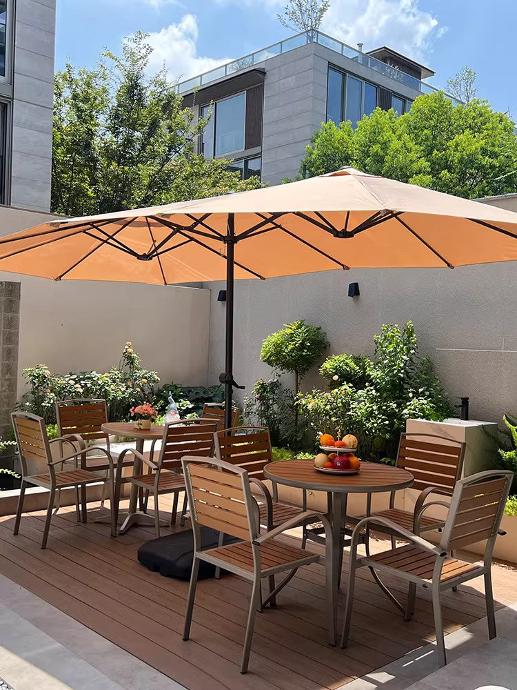 Outdoor Three-Head Roman Umbrella for Garden, Villa, and Commercial Use