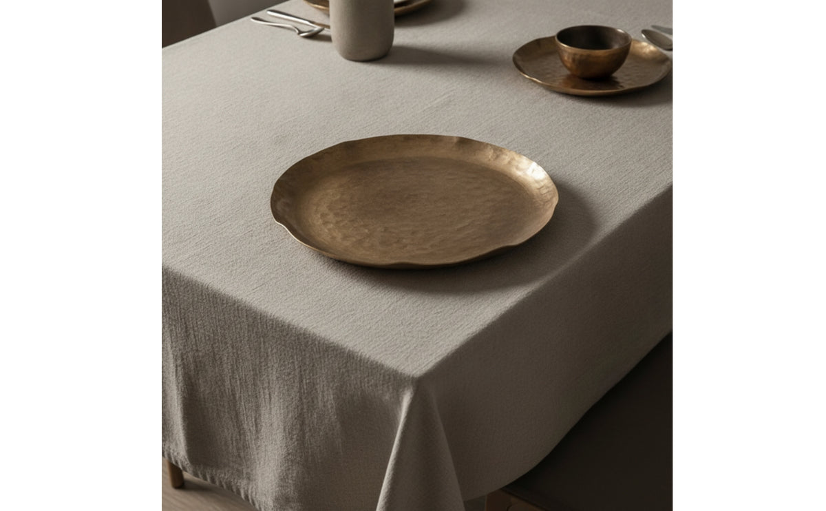 Hammered Metal Tray Textured Round Hammered Tray Shallow Decorative Platter for Tabletop, Centerpiece, Entryway