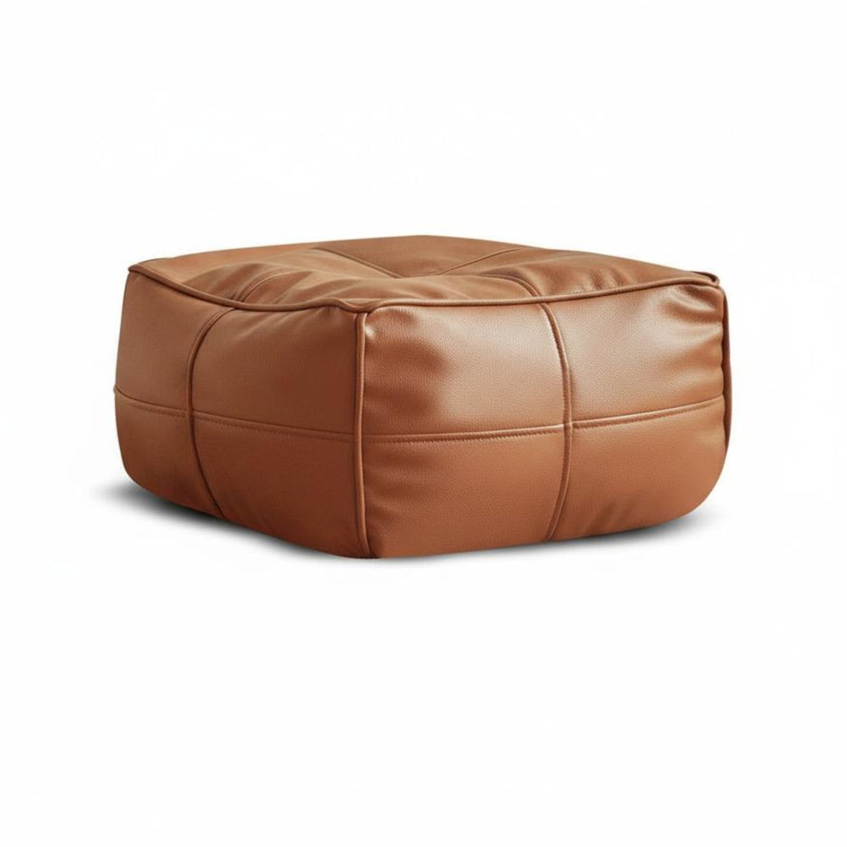 Cube Pouf Faux Leather Finish Ottoman Minimalist Design for Entryway, Homeowners