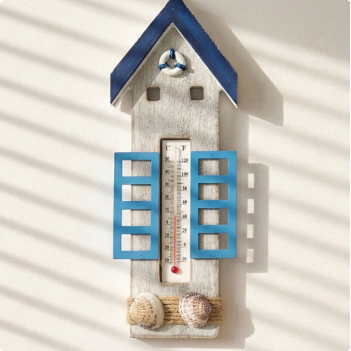 MarineShaped Thermometer Rustic Finish Wooden Wall Thermometer Beach Theme