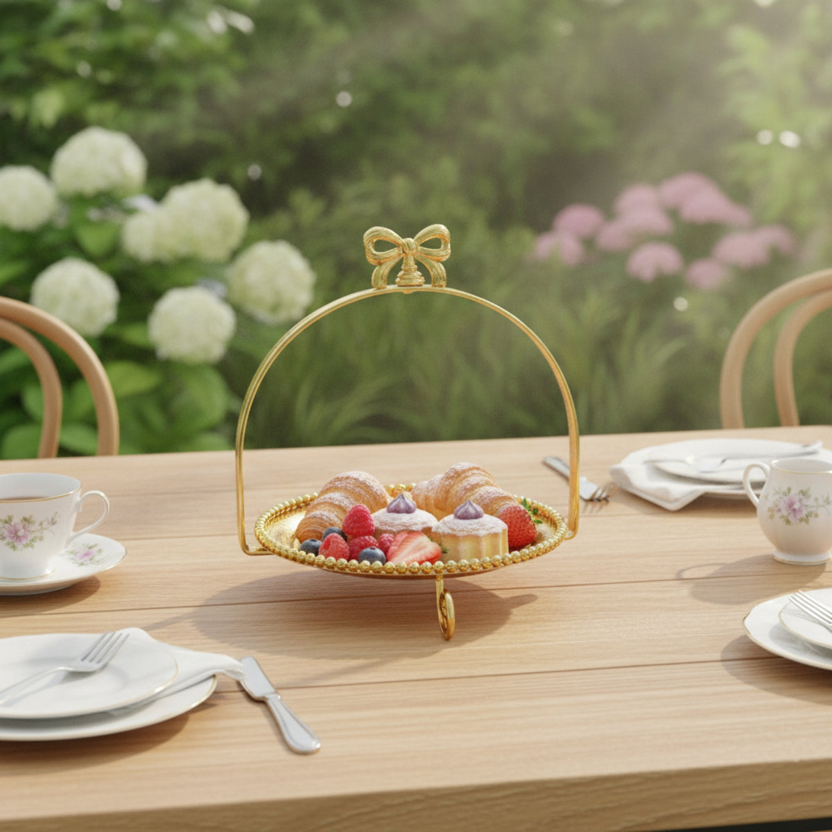 Dessert Stand with Tray Metal Cake Display Stand Decorative for Party Hosts, Weddings, Cafes